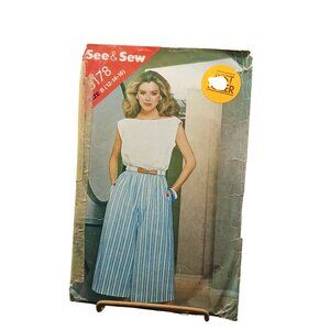 See & Sew Pattern 5178 Misses Top & Culottes Size 12-14-16 Vintage 1970s Sewing